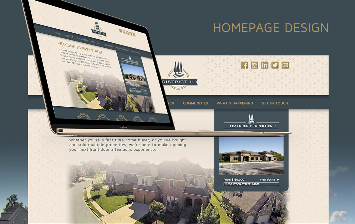 Close-up of homepage text for District III.